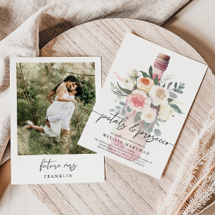 Elegantes Foto Petals & Prosecco Brautparty Einladung