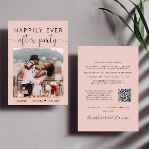 Elegantes Foto QR Code Blush Hochzeitsempfang Einladung