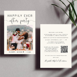 Elegantes Foto QR Code Cream Wedding Reception Einladung