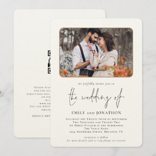 Elegantes Foto QR Code Hochzeit Einladung