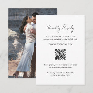 Elegantes Foto QR Code Moderne Hochzeit RSVP Karte