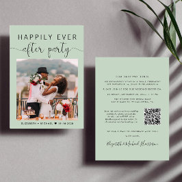Elegantes Foto QR Code Sage Wedding Reception Einladung