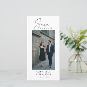 Elegantes Foto-QR-Code-Script Hochzeit Tall White Save The Date