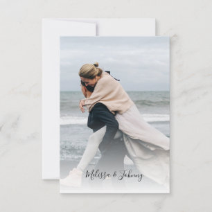 Elegantes Foto QR Code Skript Hochzeit RSVP Karte