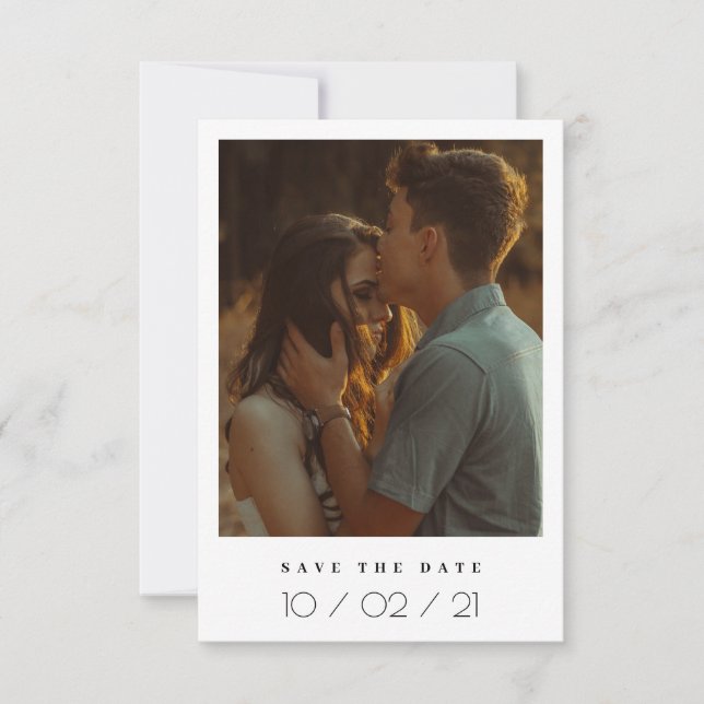 Elegantes Foto Rahmen Save the Date Einladung (Vorderseite)