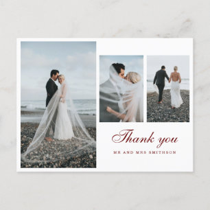 Elegantes Foto Red Wedding Vielen Dank Postkarte
