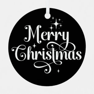 Elegantes Foto Retro Frohe Weihnachten Schwarzer K Ornament Aus Metall