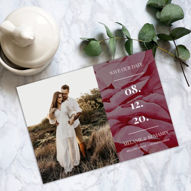 Elegantes Foto Romantische Blume retten Einladung (Elegant Photo Romantic Flower Save the Dates Invitation)