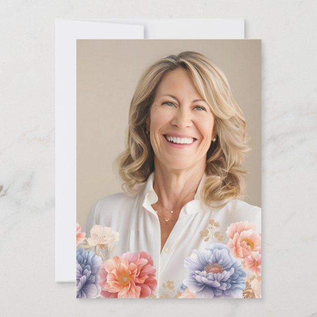 Elegantes Foto Rosa Blüte 50. Geburtstag Einladung (Rückseite)