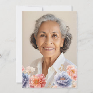 Elegantes Foto Rosa Blüte 70. Geburtstag Einladung