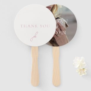 Elegantes Foto Rosa Schrift Monogramm Hochzeit Fächer
