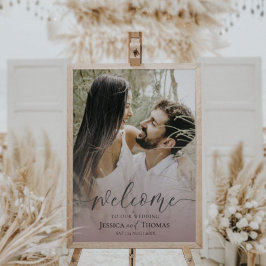 Elegantes Foto Rosa & Schwarz Willkommen bei unser Poster