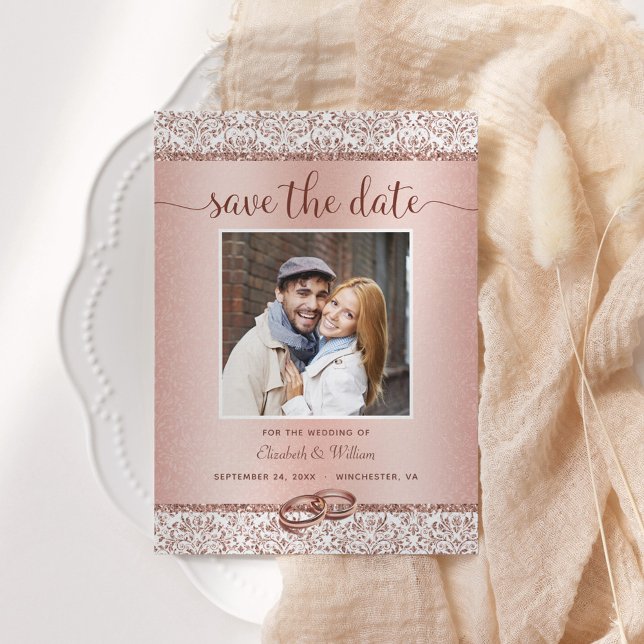 Elegantes Foto Rose Save The Date (Von Creator hochgeladen)