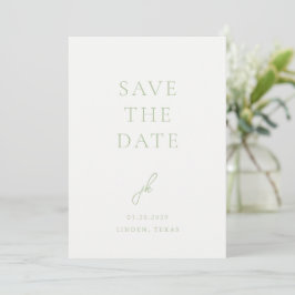 Elegantes Foto Sage Green Script Monogram Wedding Save The Date