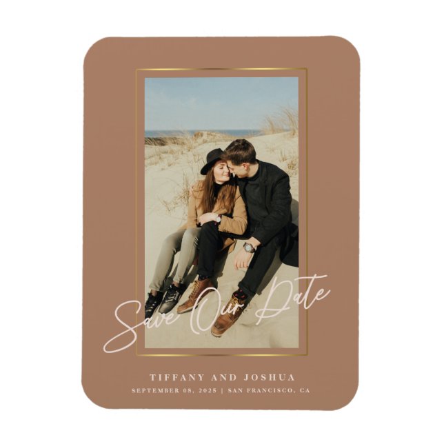 Elegantes Foto Save the Date Flexibles Foto Magnet (Vertikal)