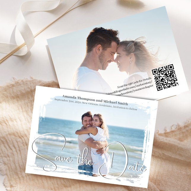 Elegantes Foto Save the Date SkriptWedding (Wedding save the date photo card. )