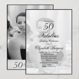 Elegantes Foto Schwarz und Weiß 50 und fabelhaft Einladung