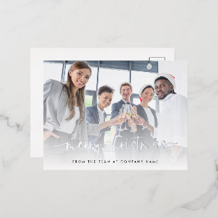 Elegantes Foto Script Frohe Weihnachten Real Folien Feiertagspostkarte