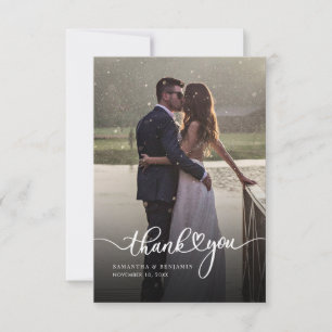 Elegantes Foto Script Moderne Hochzeit Dankeskarte