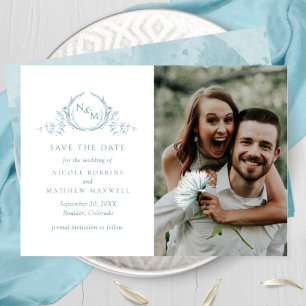 Elegantes Foto Sea Glass Monogram Wedding Save The Date