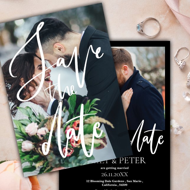 Elegantes Foto Skript Hochzeit Speichern Sie das D Save The Date (Elegant Photo Script Wedding Save the Date Invitation)