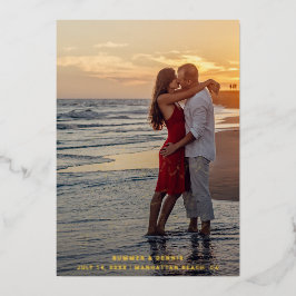 Elegantes Foto Spanisch Save the Date Gold Folieneinladung