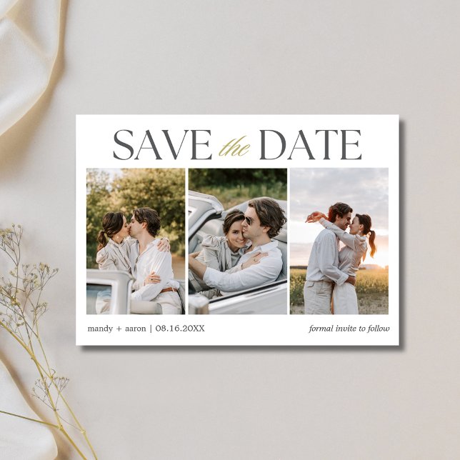 Elegantes Foto Strip Wedding Save The Date (Elegant Photo Strip Wedding Save The Date)