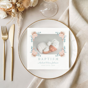 Elegantes Foto Taufe Serviette