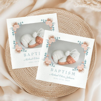Elegantes Foto Taufe Serviette