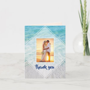 Elegantes Foto Tropical Beach Hochzeit Vielen Dank Karte