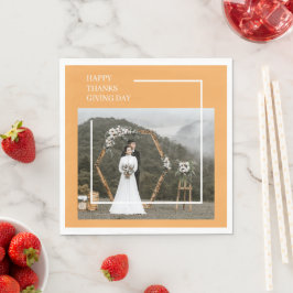 Elegantes Foto und glücklicher Erntedanktag Serviette