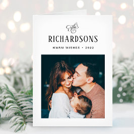 Elegantes Foto und Name | Warme Wünsche Feiertagskarte