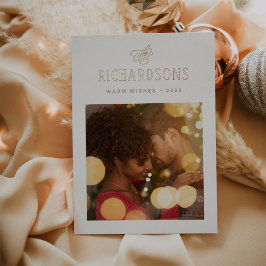 Elegantes Foto und Name | Warme Wünsche Folien Feiertagskarte