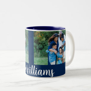 Elegantes Foto und Unterschrift der Zweiklassenfam Zweifarbige Tasse