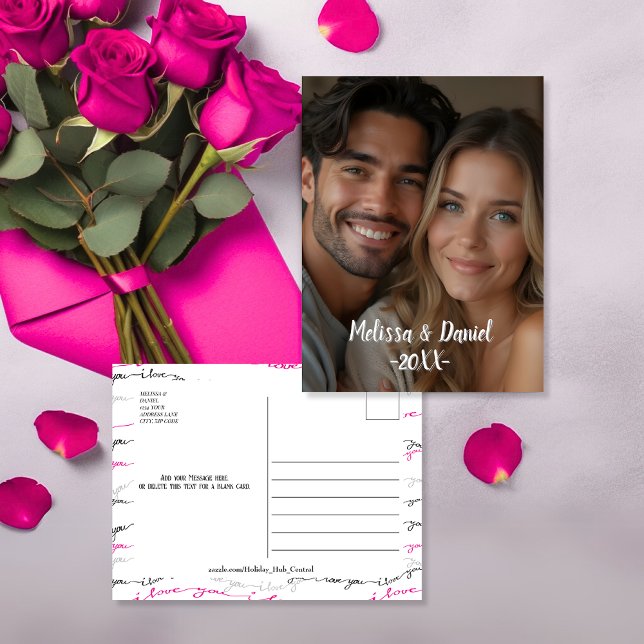 Elegantes Foto Valentine's Grüße Feiertagspostkarte (Elegant Photo Valentine's greetings Holiday Postcard)