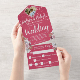 Elegantes Foto Wasserfarbe Romantisch All In One Einladung