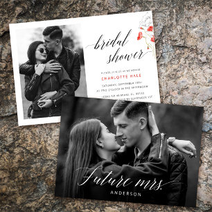 Elegantes Foto Watercolor Blume Brautparty Einladung