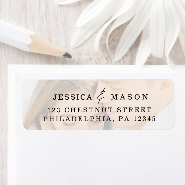 Elegantes Foto Wedding Address Layer Label (Insitu)
