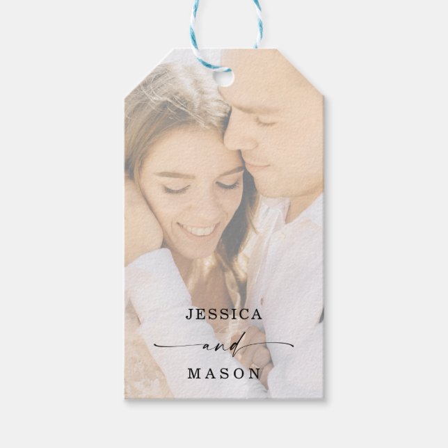 Elegantes Foto Wedding Guest Bag Begrüßungstag Geschenkanhänger (Vorderseite)