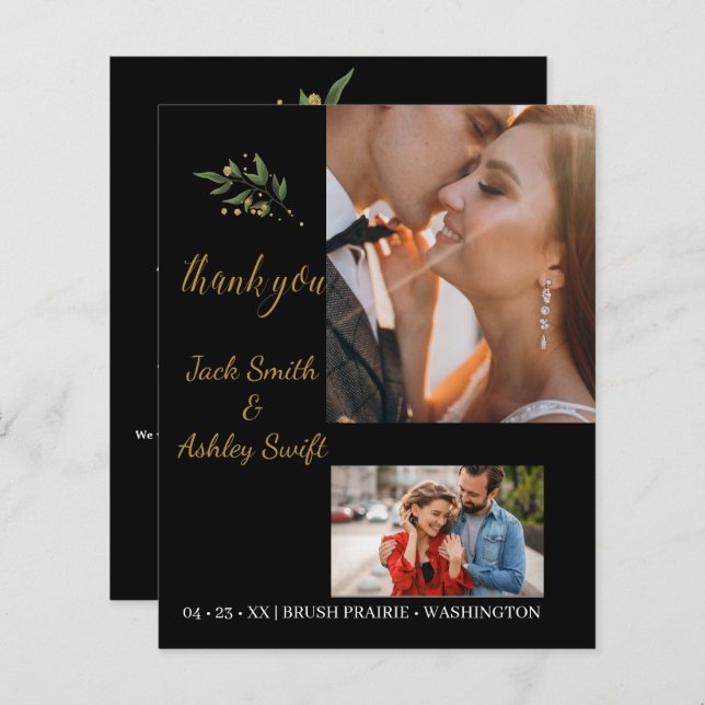 Elegantes Foto Wedding Vielen Dank (Vorne/Hinten)