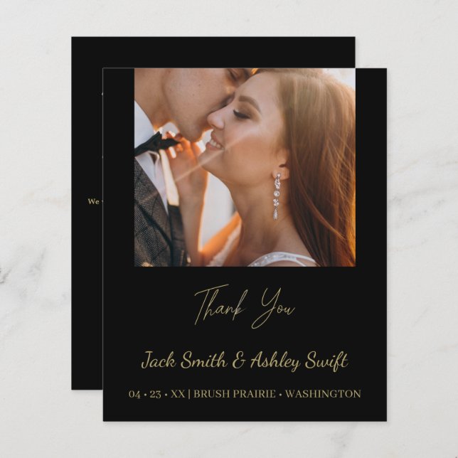 Elegantes Foto Wedding Vielen Dank (Vorne/Hinten)