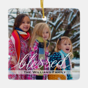 Elegantes Foto Weihnachten Winter Keramikornament