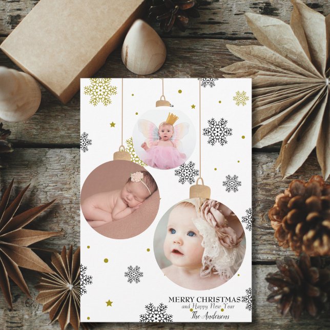 Elegantes Foto Weihnachtsfeiertage & Schneeflocken Feiertagskarte (Von Creator hochgeladen)