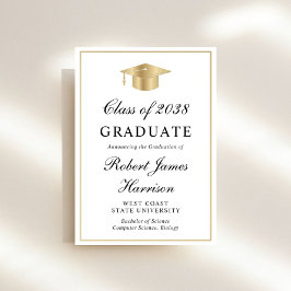 Elegantes Foto White Gold Graduation Party Einladung