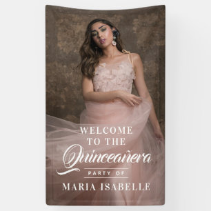Elegantes Foto Willkommen Quinceanera Party Signat Banner