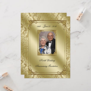 Elegantes Foto zum 50. Hochzeitstag Einladung