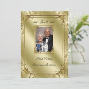 Elegantes Foto zum 50. Hochzeitstag Einladung