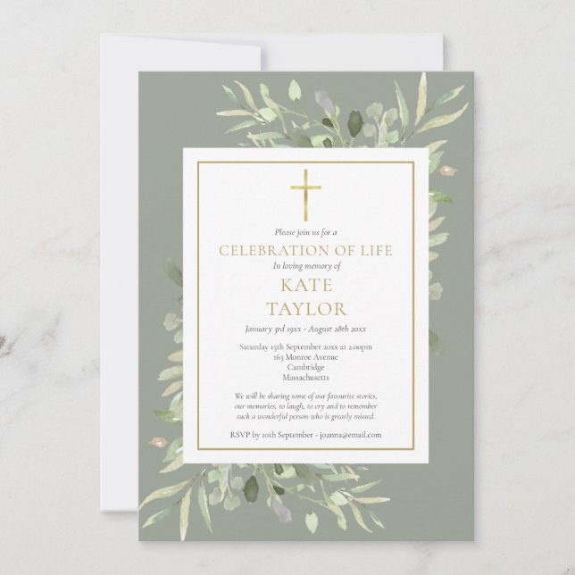 Elegantes Foto zur Beerdigung des Lebens Einladung (Vorderseite)