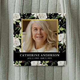 Elegantes Foto zur Gedächtnisbeerdigung Button