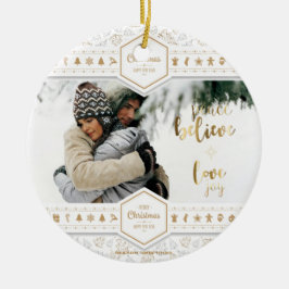 Elegantes Foto zur Weihnachtszeit-Liebe Keramikornament